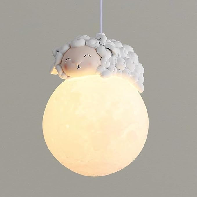 Cute Animal Shaped Moon Pendant Light - Sheep